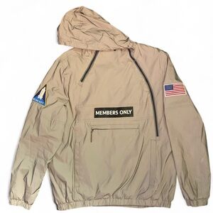 Members Only Light Gray Hooded Windbreaker